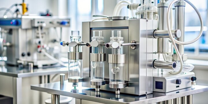 Close-up of a high performance liquid chromatography (HPLC) instrument pump, HPLC, instrument, pump, laboratory