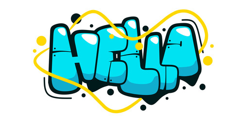 Hello word graffiti text sticker illustration