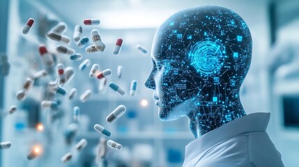 Digital AI Doctor Analyzing Medication