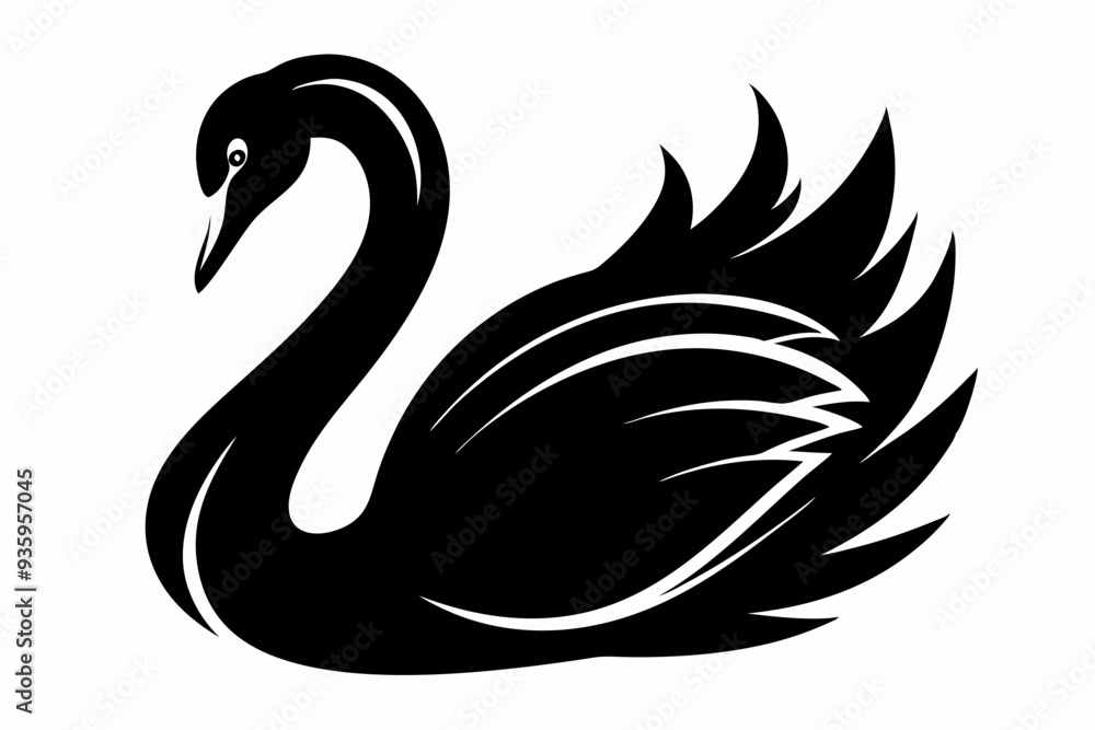 Wall mural swan silhouette vector illustration