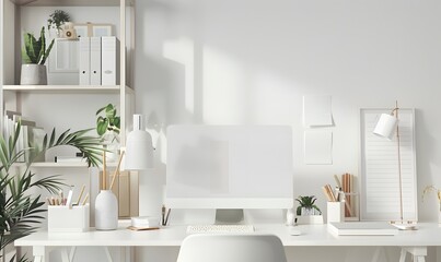 Fototapeta premium Workspace home office desk supplies on office workplace. 
