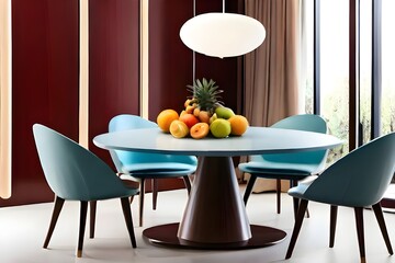 Dining table and fruits on the table