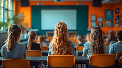 High-resolution scene of a school performance meeting with parents and educators.