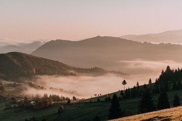  Golden Sunrise Over Misty Mountain Valleys in Autumn