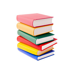 Stack of colorful books isolated on white background