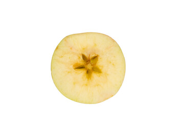 apple slice apple cut in half on a white background