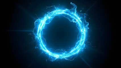 Glowing Blue Energy Ring on Dark Background