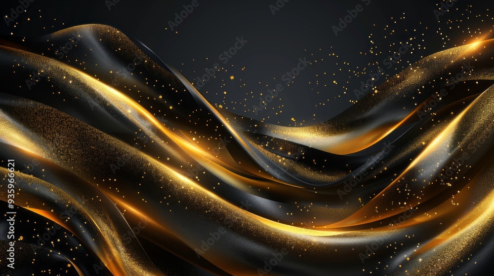 Poster a rich golden satin fabric flows gracefully, creating a luxurious background. the shimmering texture