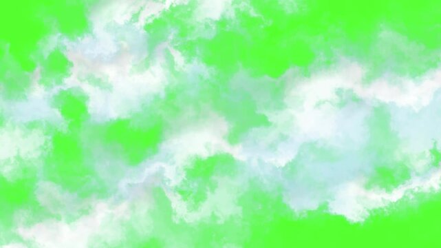 White clouds animation green screen. Looping video.

