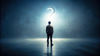 Obraz premium Identity crisis of a person questioning their humanity, human, robot, technology, future