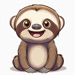 Obraz premium An Adorable Cartoon Sloth Character with a Cheerful Smile