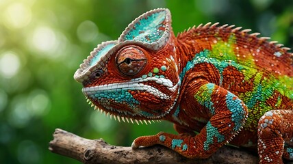 Vibrant Chameleon on a Tree Branch