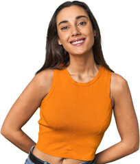Fototapeta premium Hispanic young woman happy, smiling and cheerful.