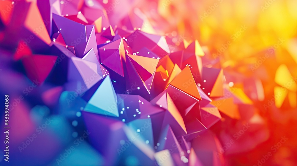 Fototapete 3d rendering of moving polygonal shapes with a vibrant, dynamic feel and energetic colors.