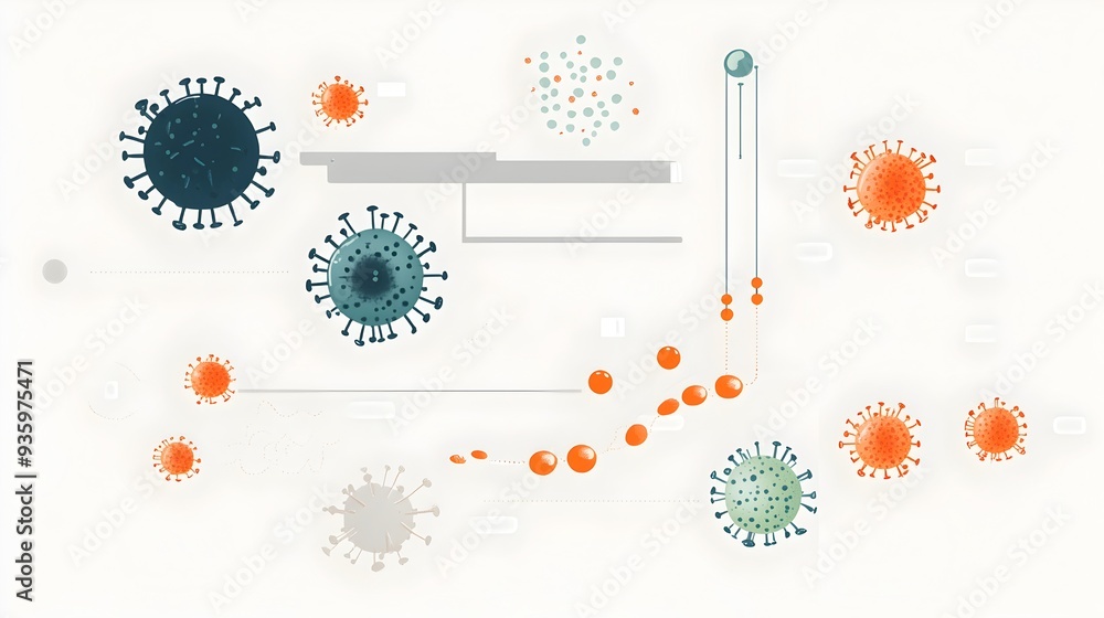 Poster detailed infographic illustrating the lifecycle of a diarrhea causing virus with clear and space for