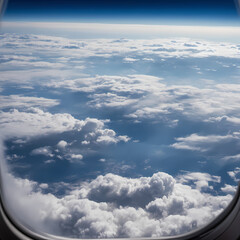 View of Clouds Seen From Airplane Window