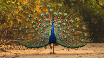 Obraz premium Peacock Displaying Its Stunning Plumage