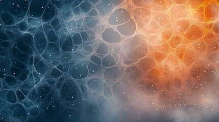 A blurry image of a blue and orange background with a lot of dots