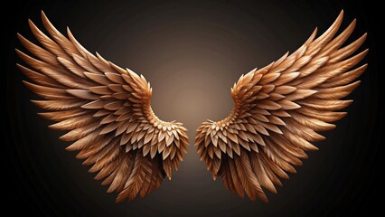 Obraz premium Brown angel wings isolated on background for fantasy design projects, angel, wings,render, brown, fantasy, isolated