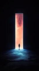 silhouette of a person in a doorway