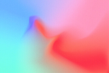 Abstract colorful motion design with a noise-glowing, blur effect,  red-blue gradient liquid background.