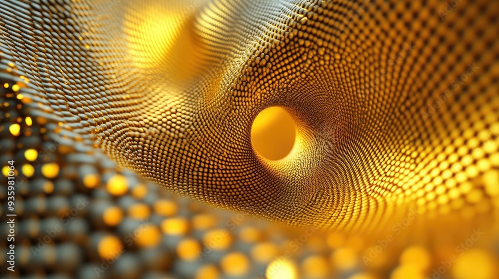 Poster abstract 3d golden vortex with shimmering patterns, creating a sense of luxury and depth.