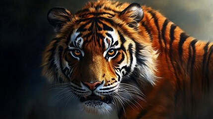 Naklejka premium Close-Up Portrait of a Majestic Tiger