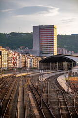 Fototapeta premium Bilbao railway station in the sunset