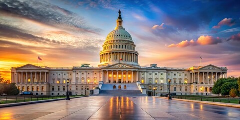 Fototapeta premium Stunning image of the United States Capitol building in Washington, D.C, architecture, landmark, government, politics