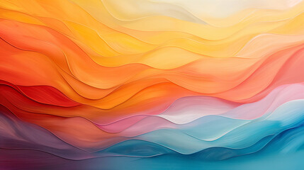 A colorful painting with a wave pattern