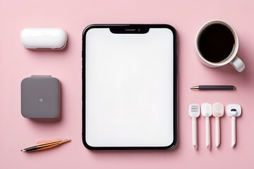 A smartphone with a blank screen, ready for input or displaying digital information, set against a clean background. - Copyspace available image