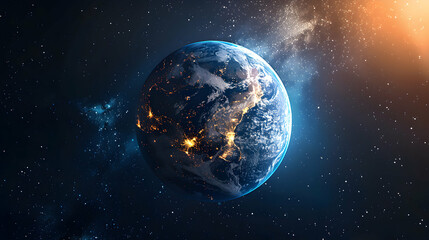 Obraz premium 3D Flat Icon Earth Daybreak and Space Midnight Concept Day and Night Contrasts in Dreamy Background, Ample Space for Text or Graphics, Isolated White Background