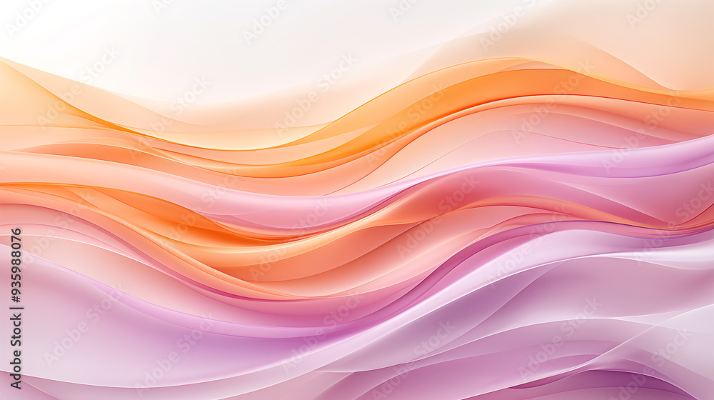 Poster A long, curvy line of pink and orange colors