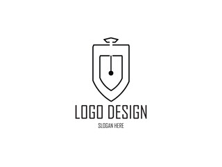 shield abstract logo. sports investment education construction flat simple minimalist concept icon design