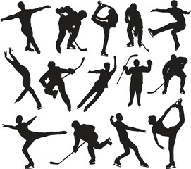 hockey & ice skating player silhouettes