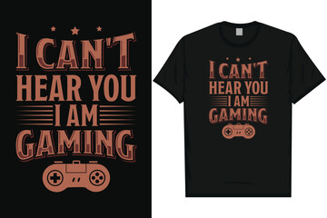 Best gaming retro vintage typography tshirt design