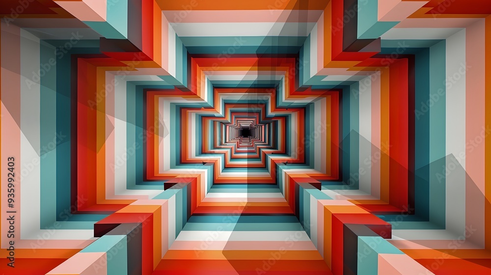 Aufkleber optical illusion created with geometric shapes and patterns, playing with perception and depth