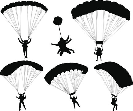 parachute sky diving silhouette