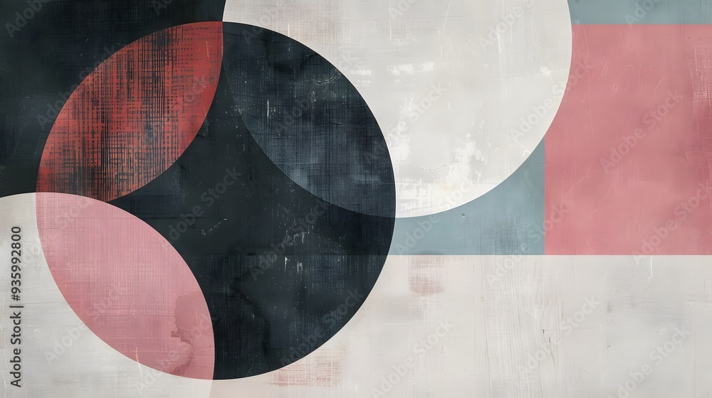 Poster elegant minimalist art featuring simple geometric shapes and patterns in a limited color palette