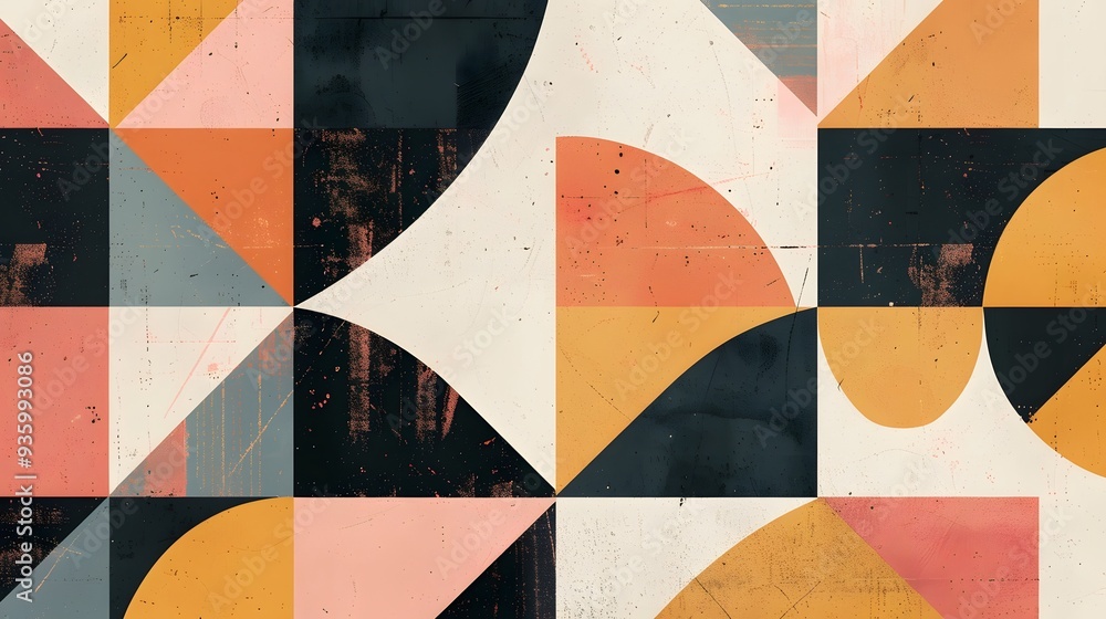 Aufkleber elegant minimalist art featuring simple geometric shapes and patterns in a limited color palette
