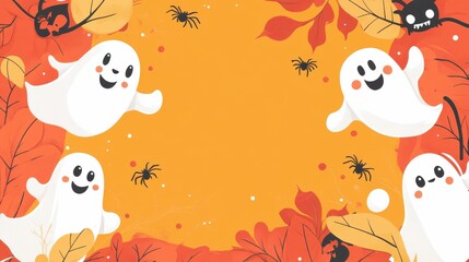 Halloween themed background with ghosts