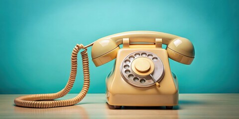 Retro telephone header with rotary dial and cord, vintage, communication, technology, nostalgia, antique