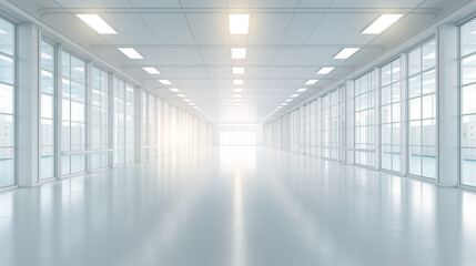 A large, empty room with a lot of windows