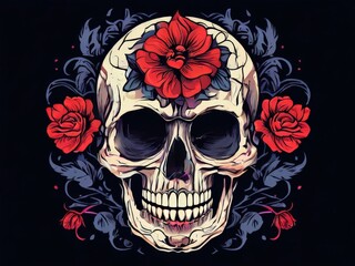 the AI Image Generator, Dead skull with burning candle. Mexican skeleton holiday
