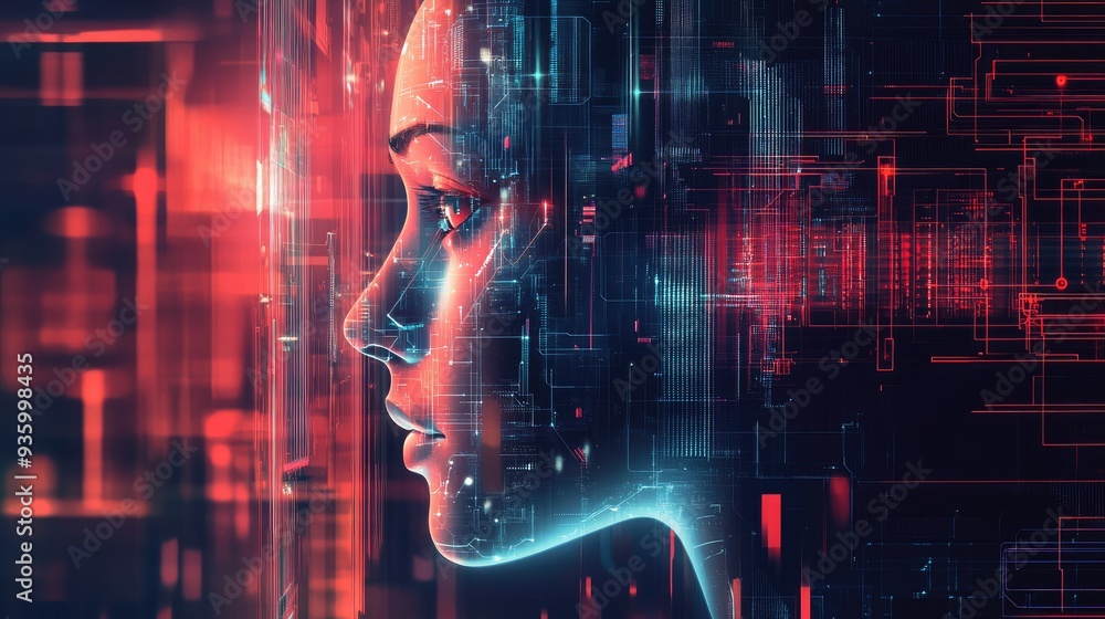 Poster conceptual technology illustration of artificial intelligence. abstract futuristic background
