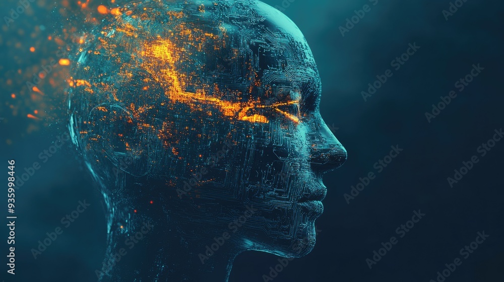 Poster conceptual technology illustration of artificial intelligence. abstract futuristic background