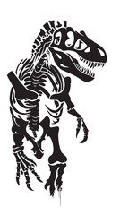 T rex dinosaur skeleton negative space silhouette vector illustration 