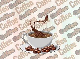 Obraz premium cup of coffee with beans 