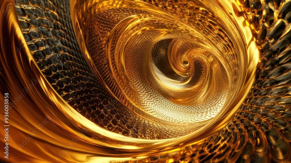 Aufkleber dynamic 3d golden vortex with swirling patterns, evoking a sense of opulence and energy. -