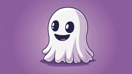 Cute cartoon ghost character with large eyes against a soft background representing Halloween themes and playful designs